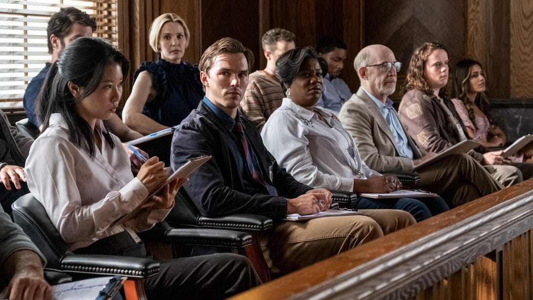 Leslie Bibb, Nicholas Hoult, and J.K. Simmons, Juror #2